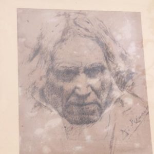 Alternative view of Antico disegno fine 800 ritratto a china firmato A. Fernadez