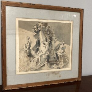 Alternative view of Antico disegno fontana epoca XIX seco firmato e datato 1865 mis cm 54 x cm 51