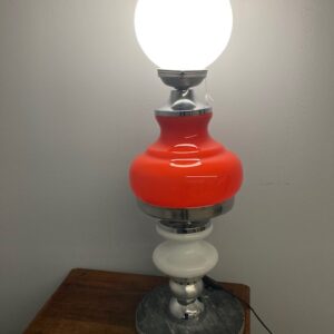 Alternative view of Lampada di modernariato anni 60 in vetro murano bianco e rosso . Vintage design Alta  cm 82