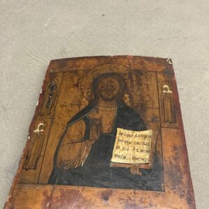 Alternative view of Antica icona Russa Cristo benedicente XVIII sec . Mis 26 x31