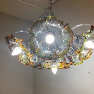 Alternative view of Lampadario vintage  Mazzega anni 70 . n. 7 punti luce fiori Murano restaurato. Modernariato !