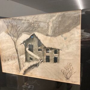 Alternative view of Antico Dipinto  fine 800 Alessandro Castelli casa con neve   firmato. Misu 50 x 42