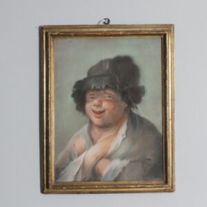 Dipinto fiammingo Pastello “Allegoria Dell  inverno “ epoca XIX in cornice meccata . mIs 45 x 35