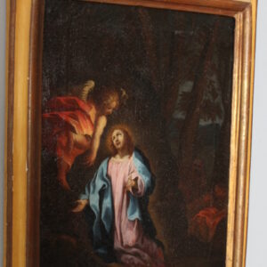 Antico dipinto XVIII sec “ Gesù nell orto degli ulivi “ cornice antica. Mis 53 x39 Olio su tela