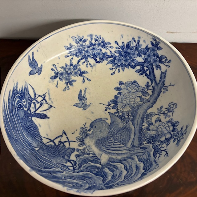 Antico grande piatto in terraglia Giapponese con dipinta pernice . Periodo MeiJi 1868 – 1912 . Mis cm 30