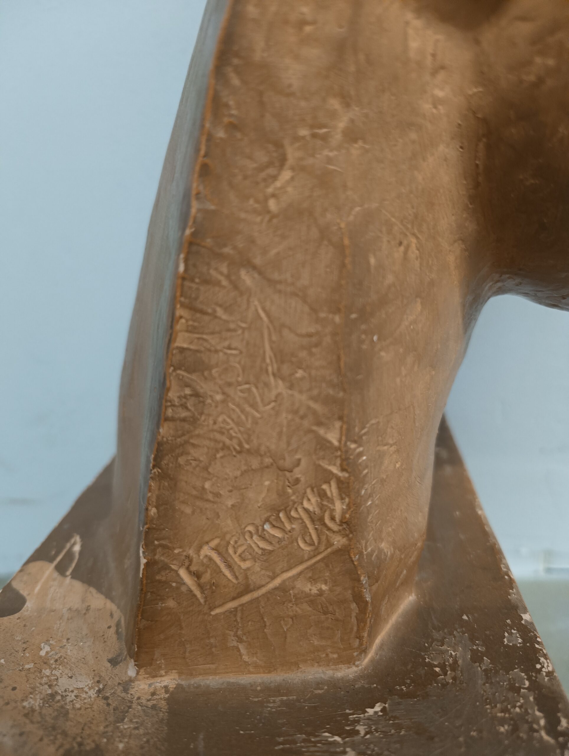 Antica scultura a mezzobusto di Beethoven, epoca '800, in terracotta, mis h 57, l 28, p 28 - immagine 5