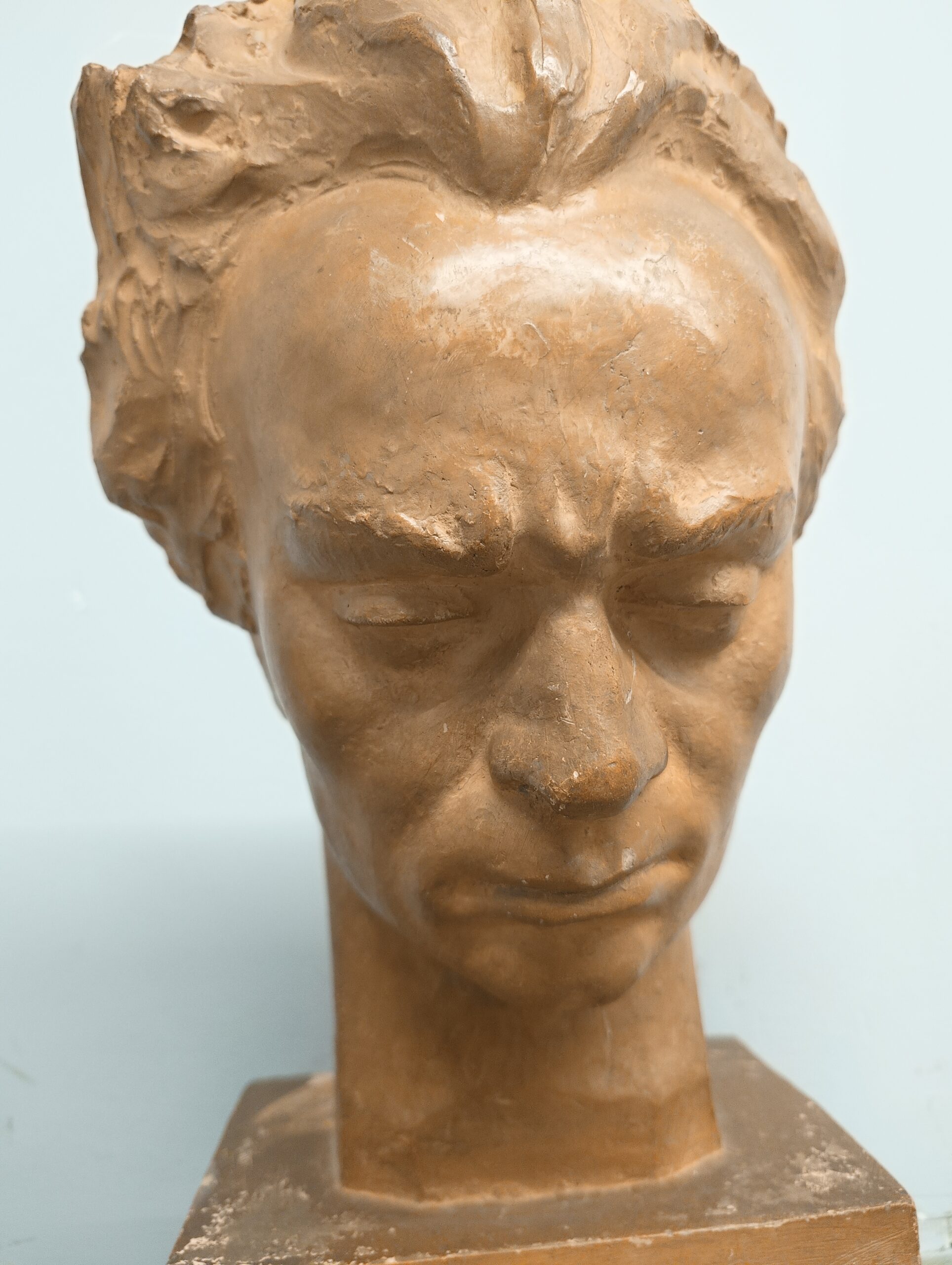Antica scultura a mezzobusto di Beethoven, epoca '800, in terracotta, mis h 57, l 28, p 28 - immagine 8