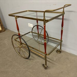 Alternative view of Carrello Bar / vivande anni 50 Cesare Lacca ottone e rosso . Tutto originale. Mis 80 x 45 . h 71