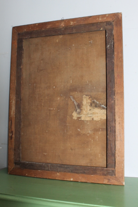 Antico dipinto olio su tela stemma famiglia Manelfi XVIII sec MIS 108 X 80 - immagine 11