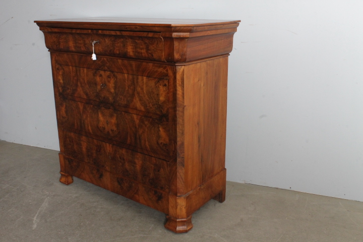Antico cassettone cappuccino - comò L Filippo epoca 1860 in noce . Rare misure . L 105 x 46 Restaurato ! - immagine 13