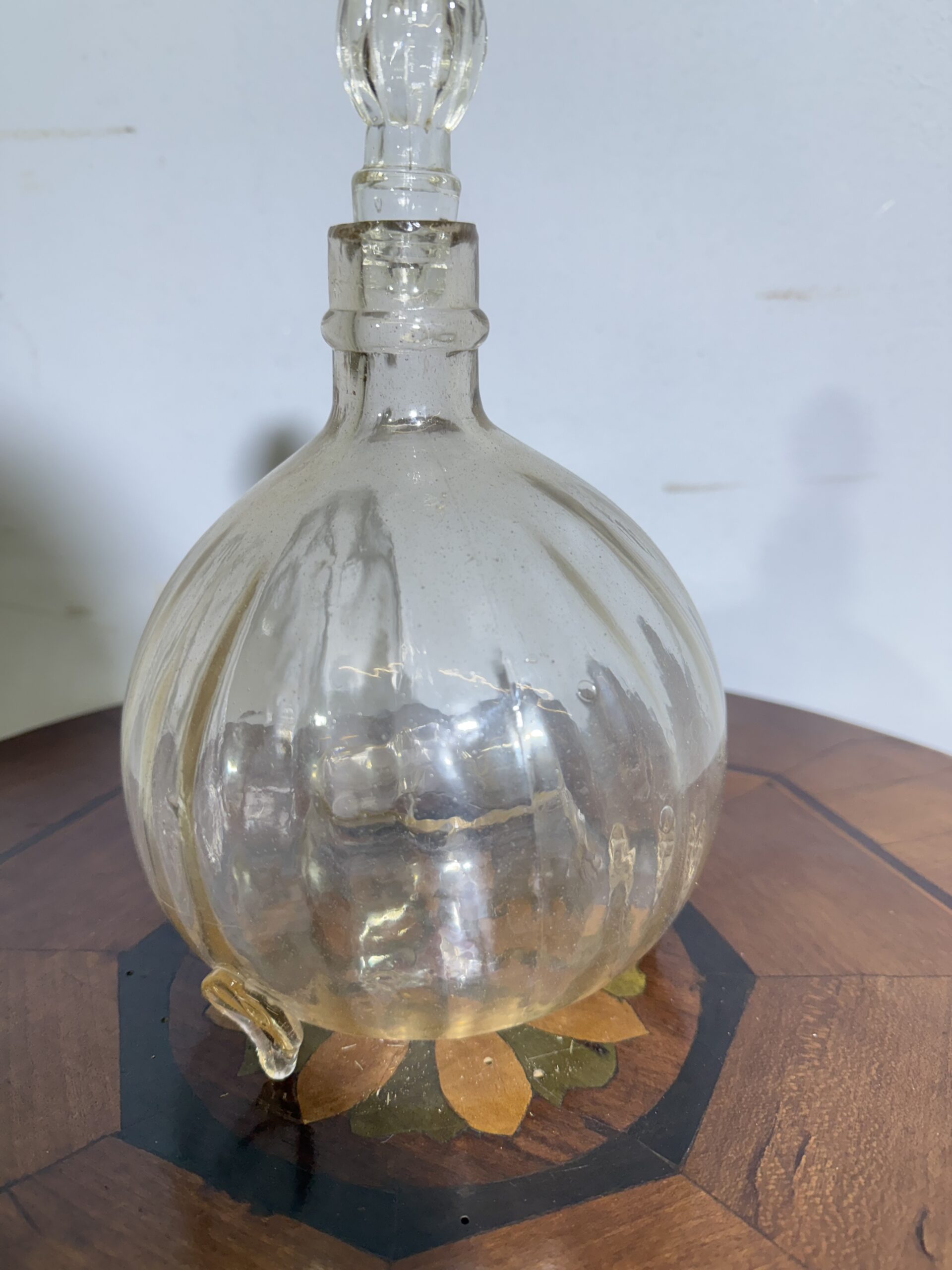 Antica bottiglia in vetro di Murano soffiata a mano XIX sec., mis h28cm - immagine 6