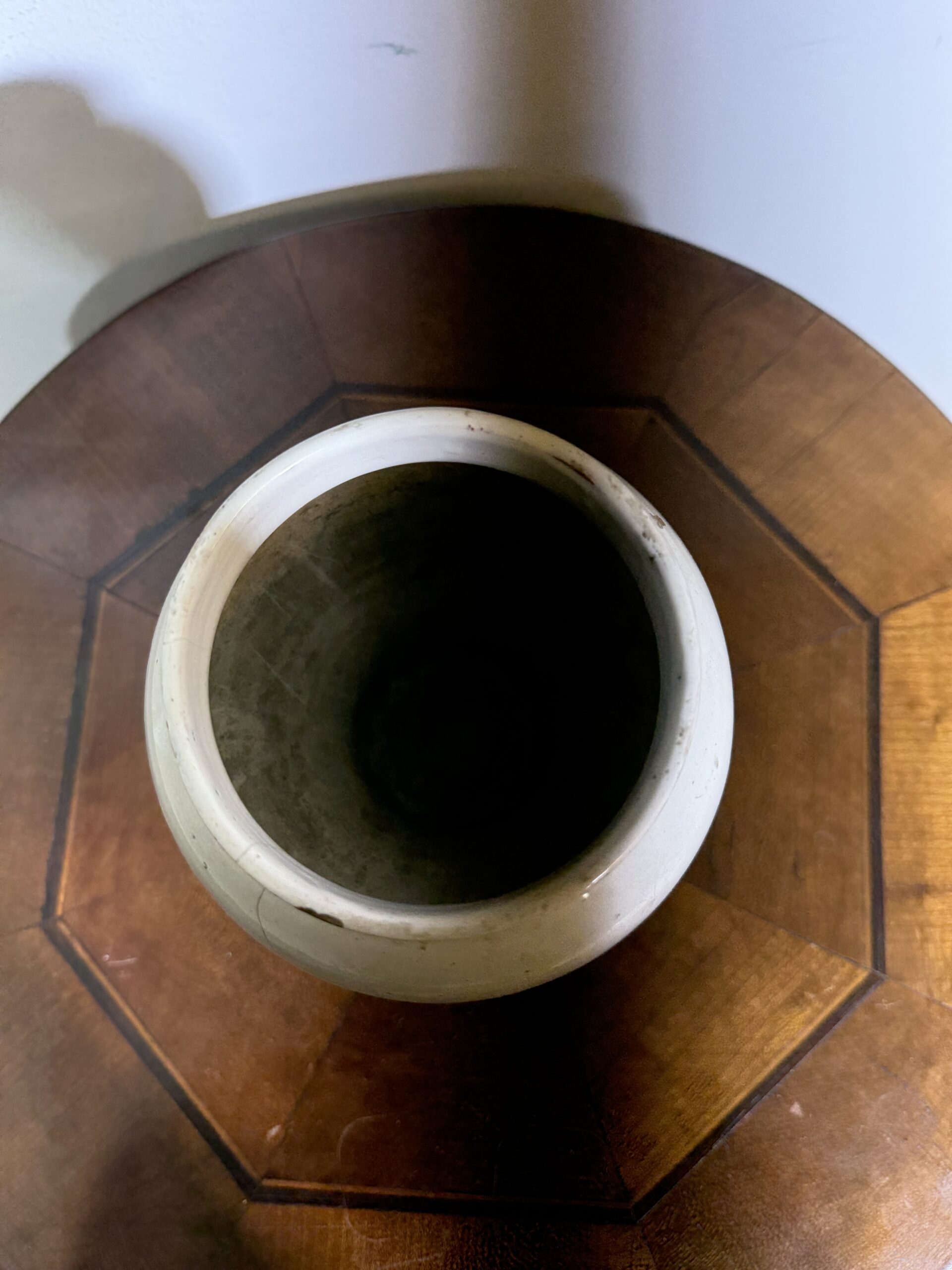 Antico Albarello, vaso da farmacia, epoca metà XIX, Unguento Populeo, h 20, lp 15 cm - immagine 4