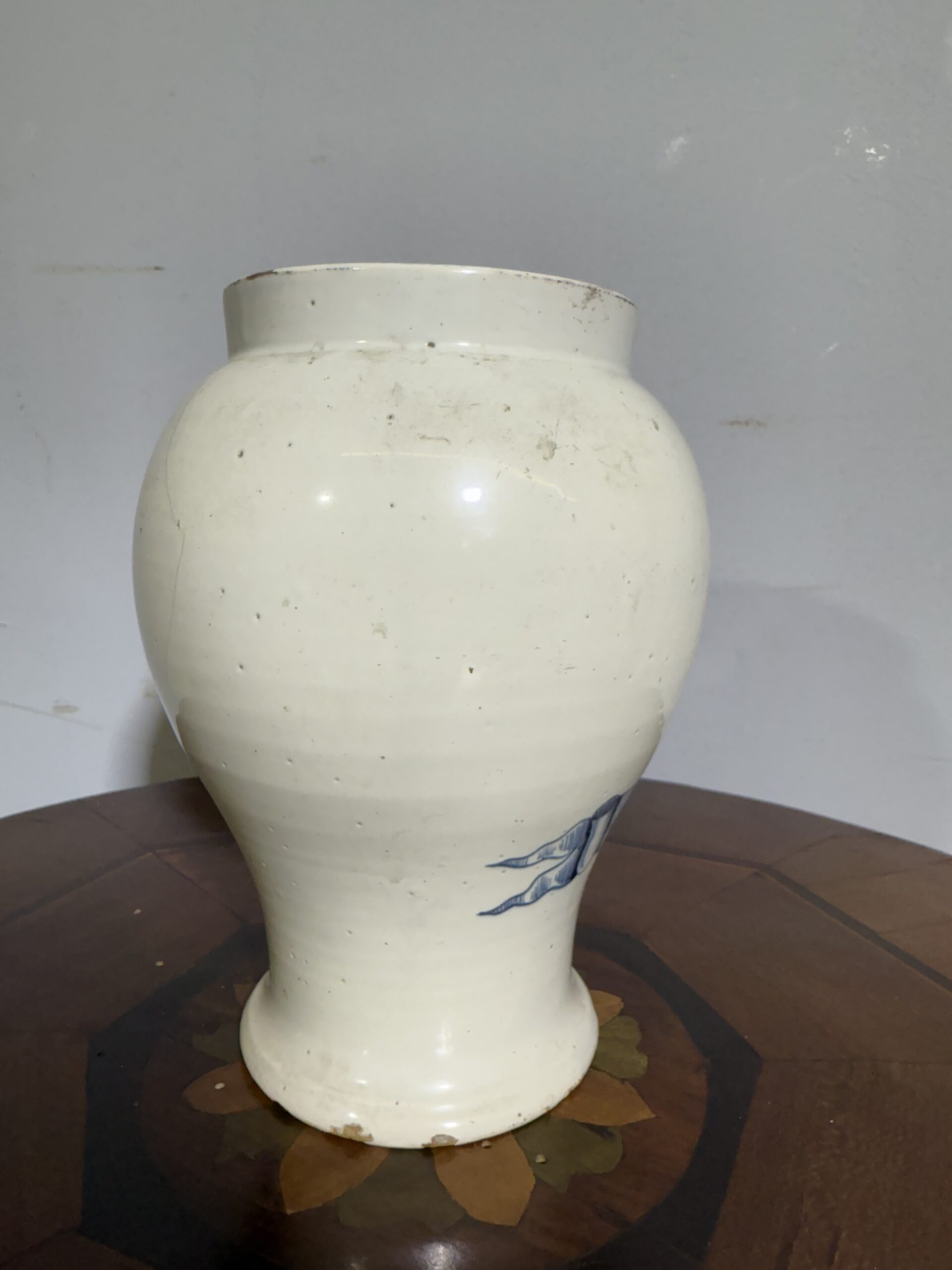 Antico Albarello, vaso da farmacia, epoca metà XIX, Unguento Populeo, h 20, lp 15 cm - immagine 5