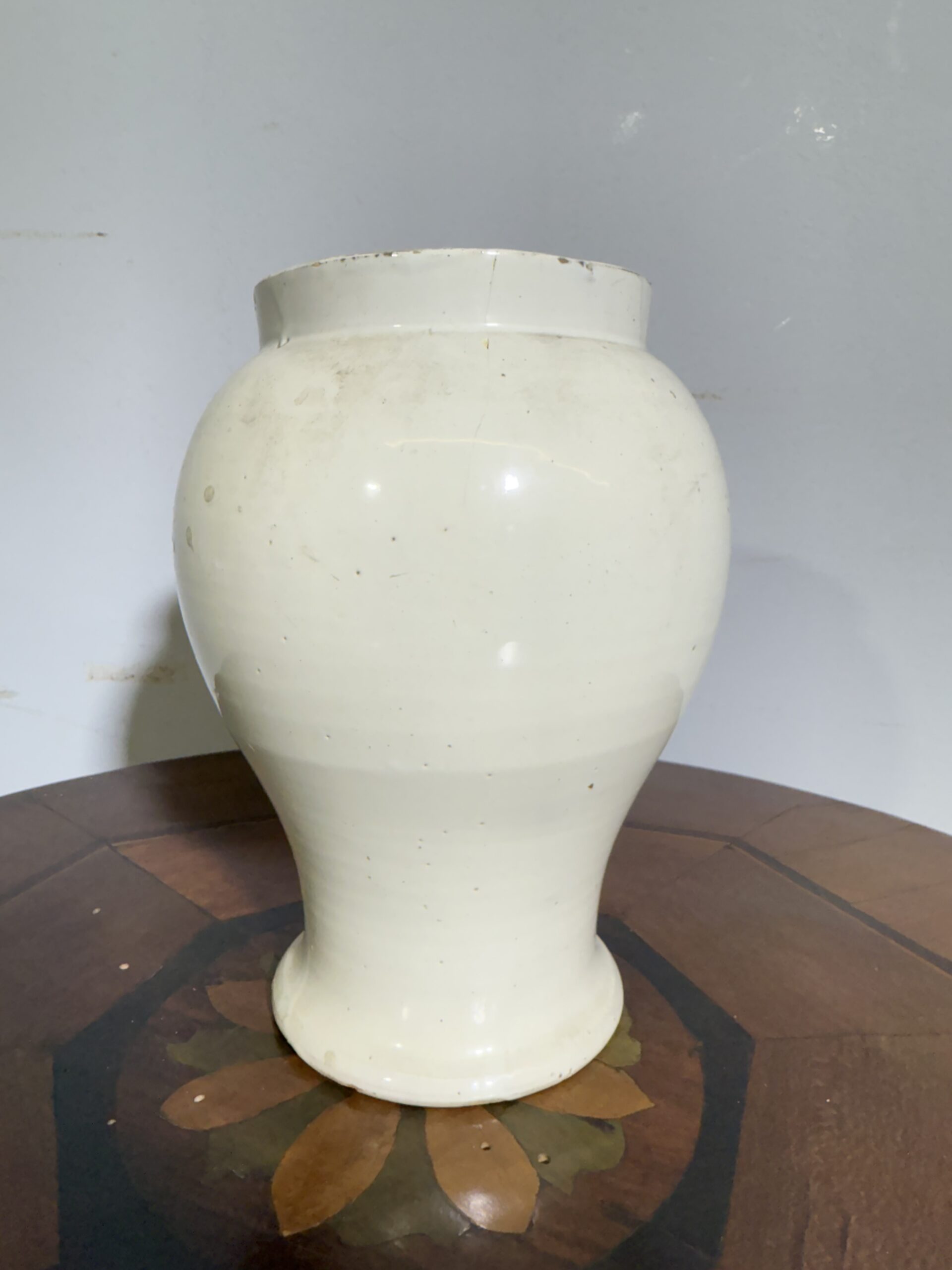 Antico Albarello, vaso da farmacia, epoca metà XIX, Unguento Populeo, h 20, lp 15 cm - immagine 6