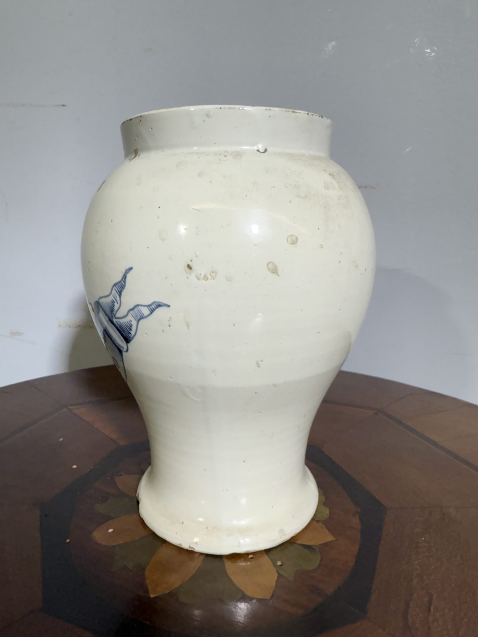 Antico Albarello, vaso da farmacia, epoca metà XIX, Unguento Populeo, h 20, lp 15 cm - immagine 7