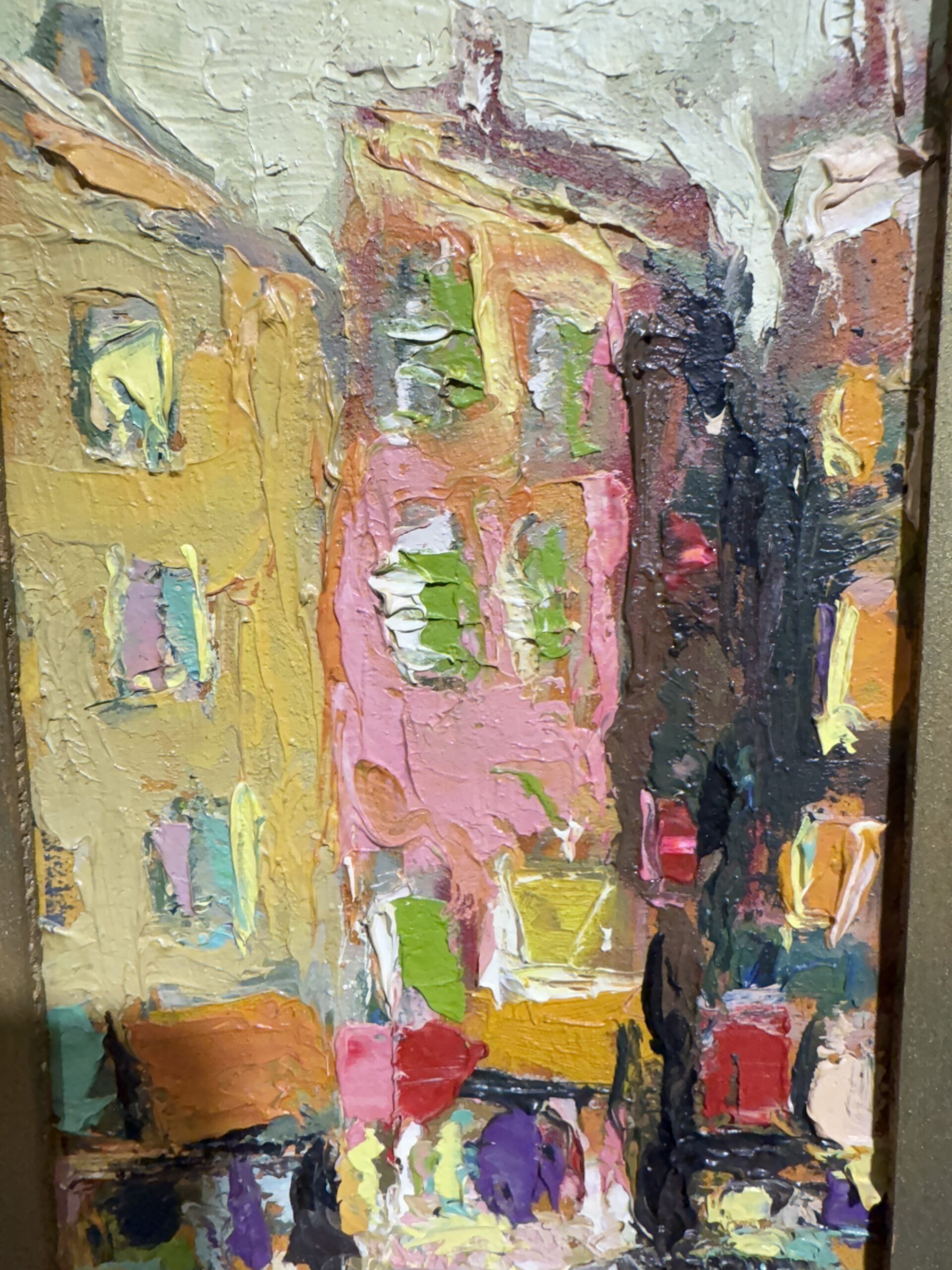 Dipinto scorcio di città , olio su tavola, mis 38x26 cm - immagine 4