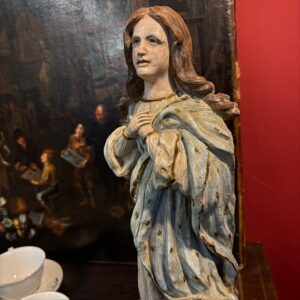Alternative view of Antica Scultura in terracotta dipinta  Madonna Immacolata . 1827 Luigi Pettinari Scultore . H 48