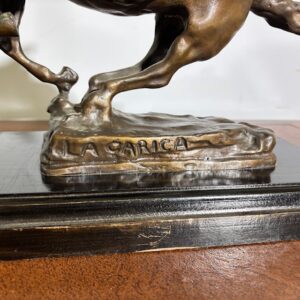 Alternative view of Antica scultura Bronzo Cavallo – “ La carica “ primi 900.  Mis 46 x cm 27