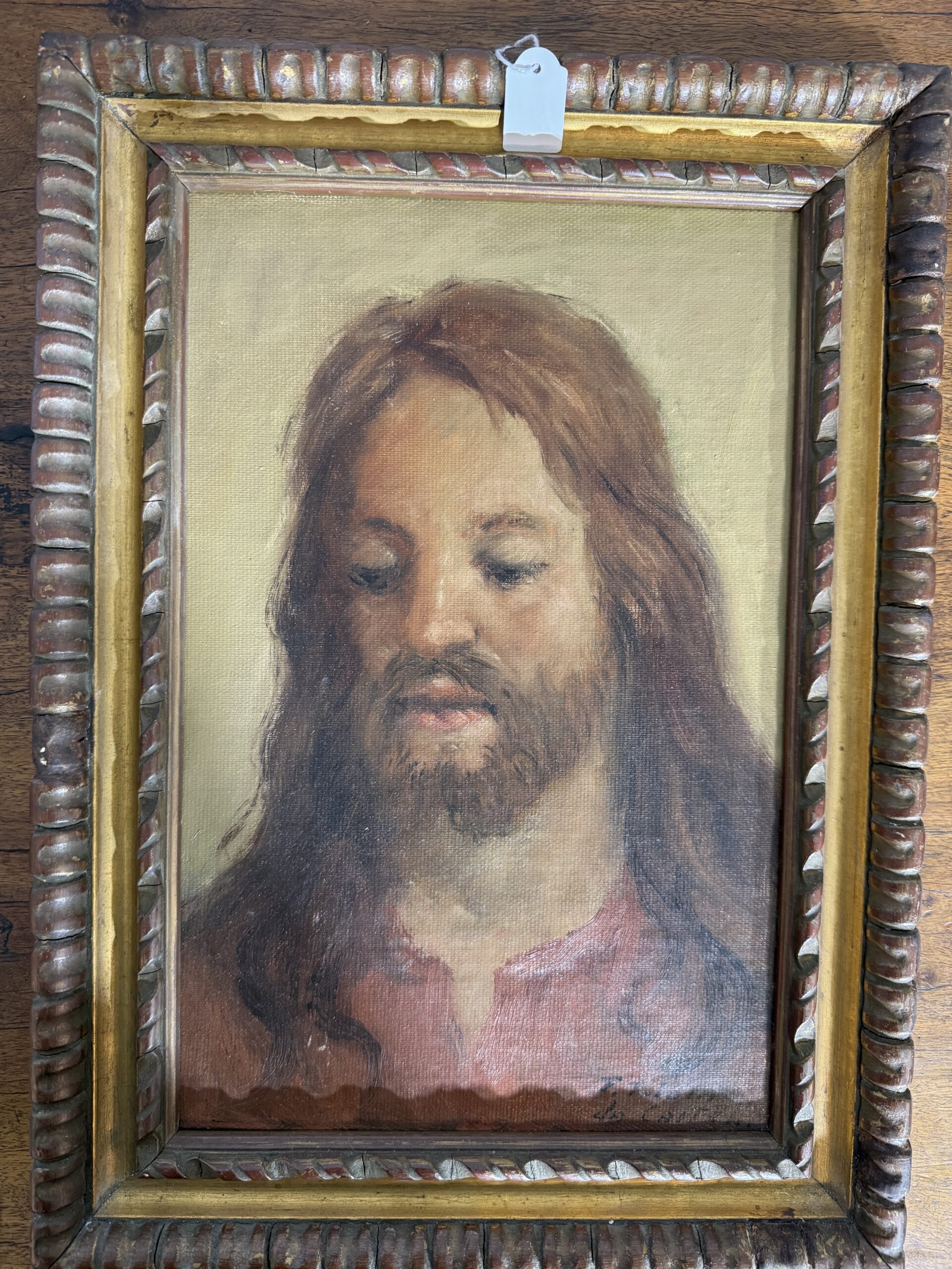 Antico dipinto ad olio raffigurante Gesù, 1950/60 di Francesco Filosa Castellammare di Stabia, 37x27 cm