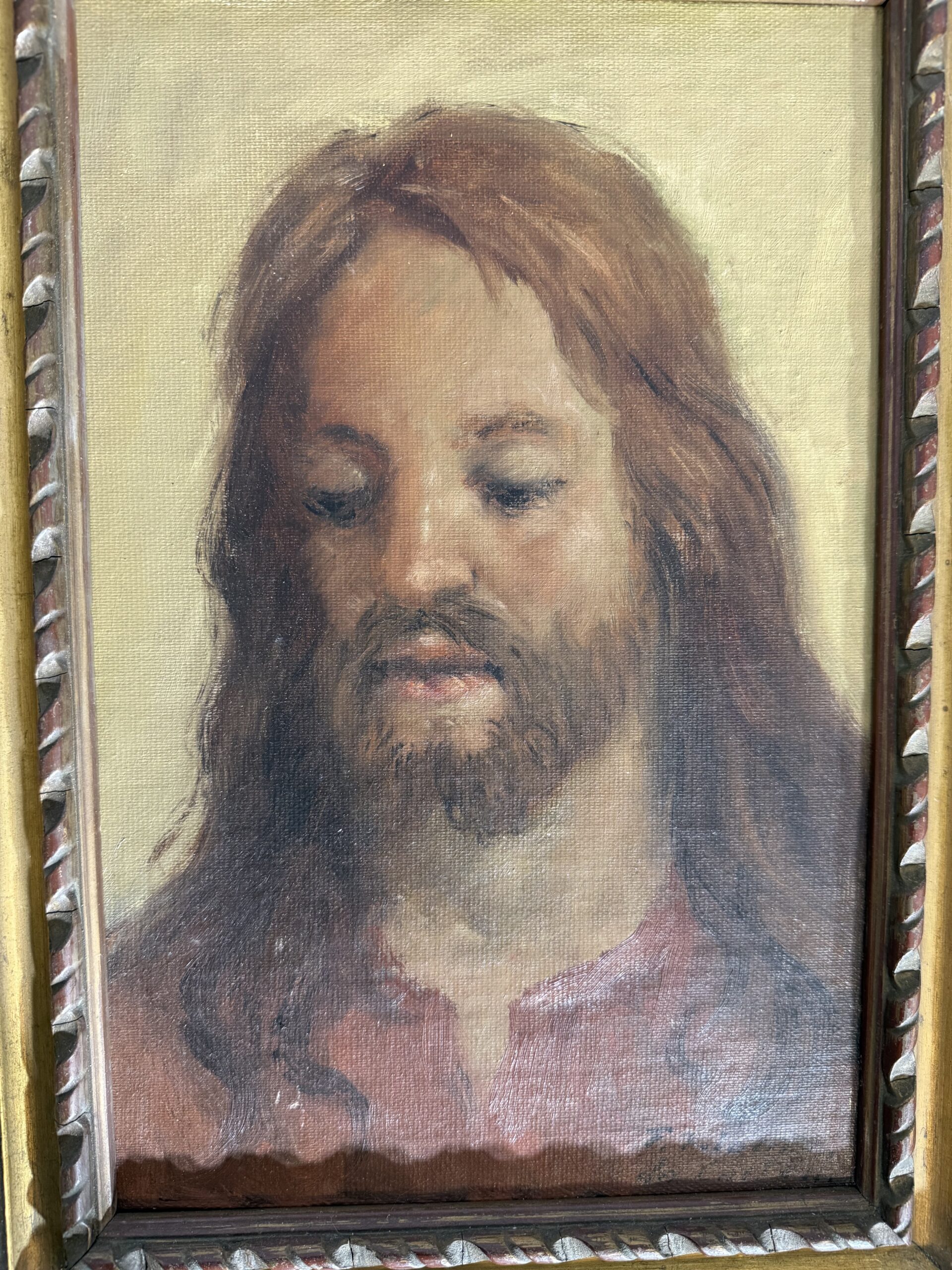 Antico dipinto ad olio raffigurante Gesù, 1950/60 di Francesco Filosa Castellammare di Stabia, 37x27 cm - immagine 5