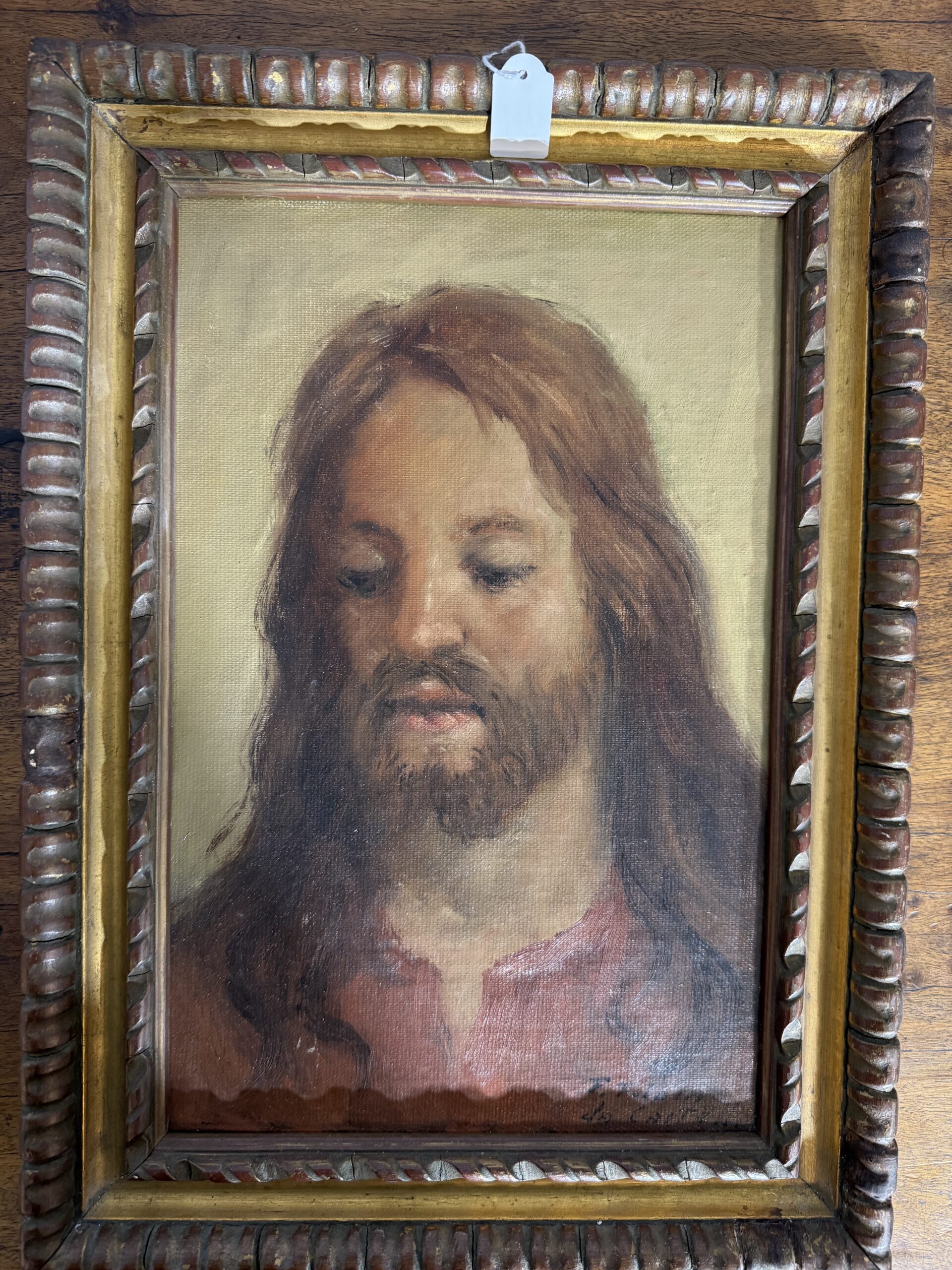 Antico dipinto ad olio raffigurante Gesù, 1950/60 di Francesco Filosa Castellammare di Stabia, 37x27 cm - immagine 7