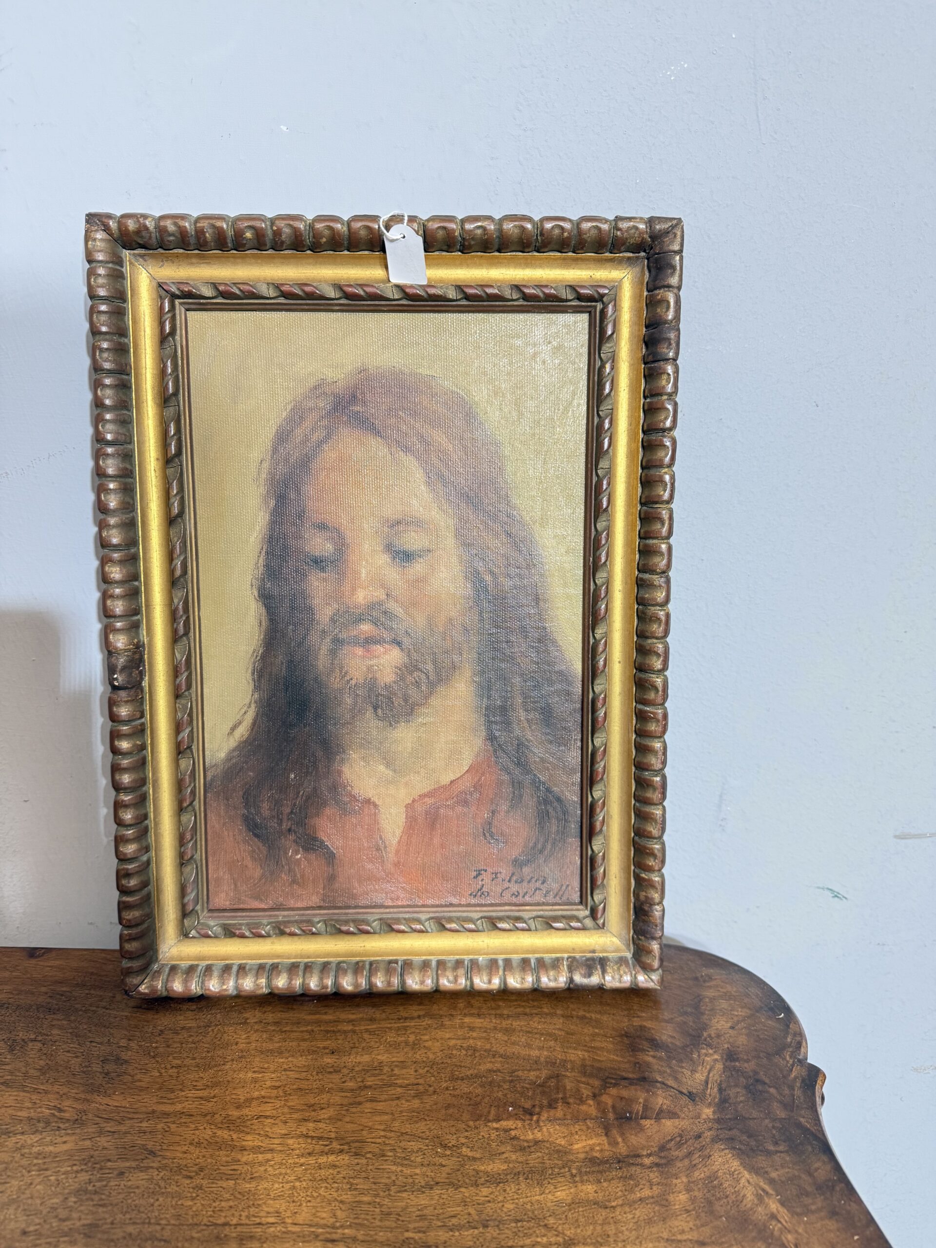 Antico dipinto ad olio raffigurante Gesù, 1950/60 di Francesco Filosa Castellammare di Stabia, 37x27 cm - immagine 8