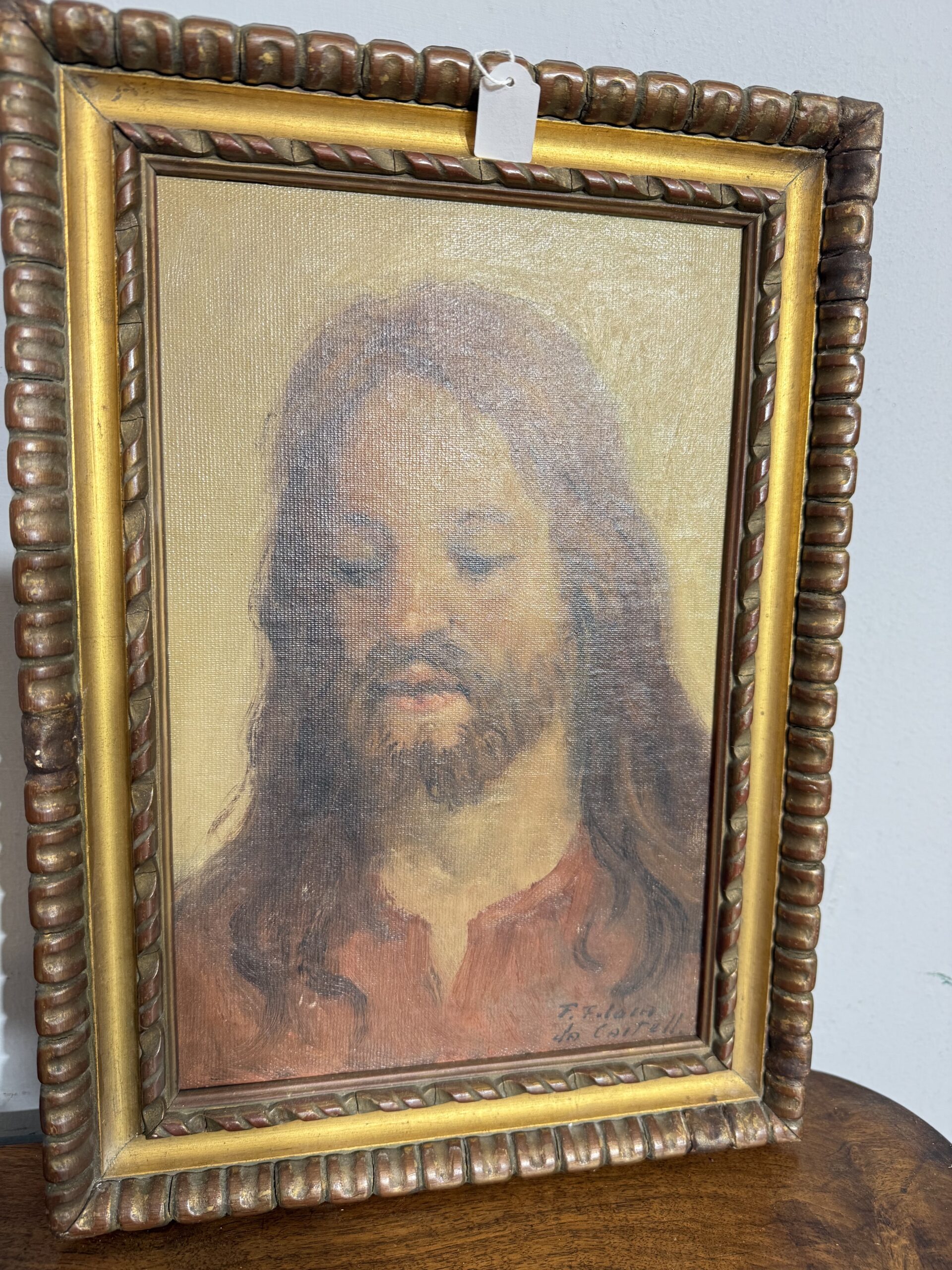 Antico dipinto ad olio raffigurante Gesù, 1950/60 di Francesco Filosa Castellammare di Stabia, 37x27 cm - immagine 9