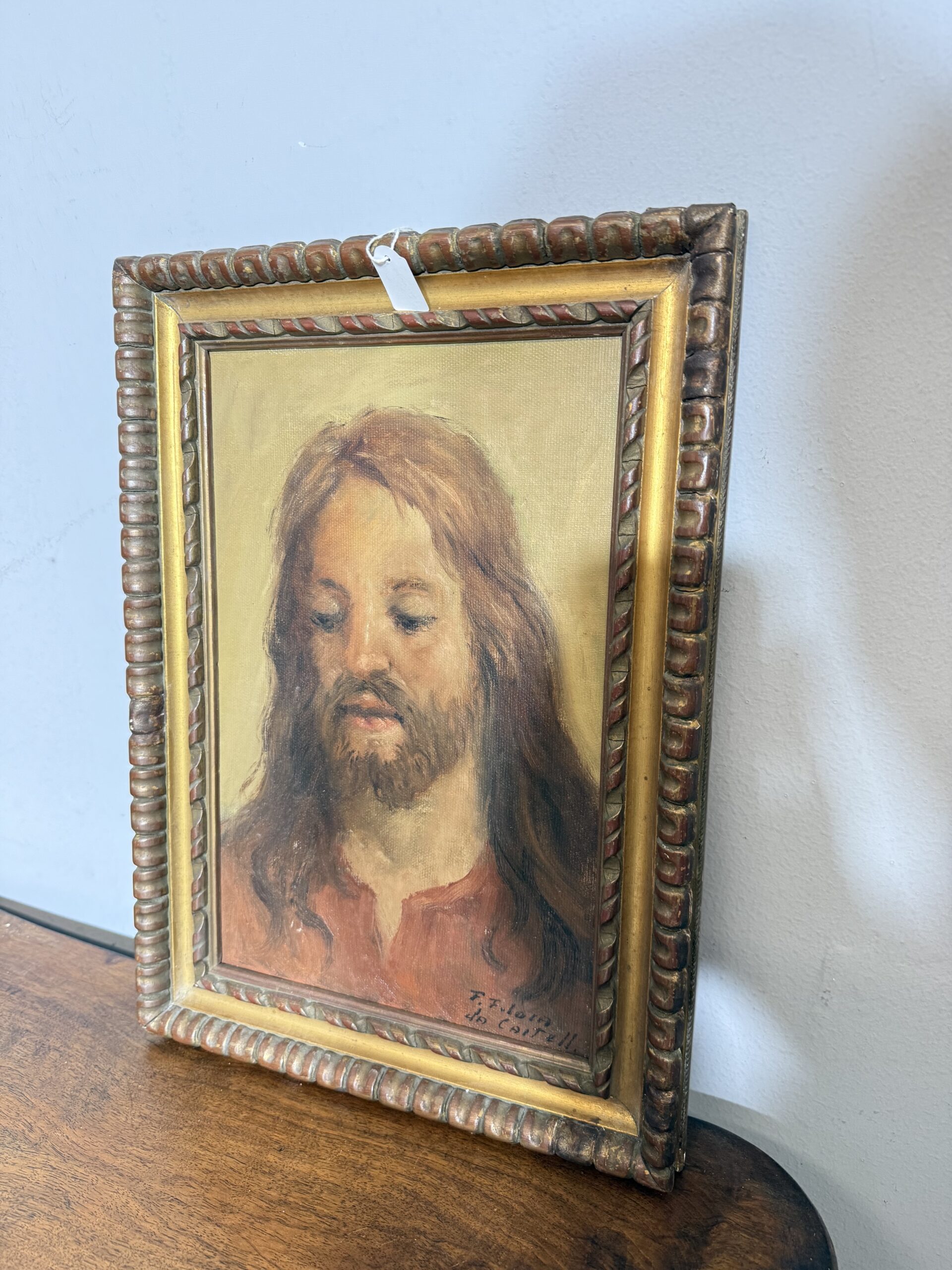 Antico dipinto ad olio raffigurante Gesù, 1950/60 di Francesco Filosa Castellammare di Stabia, 37x27 cm - immagine 10