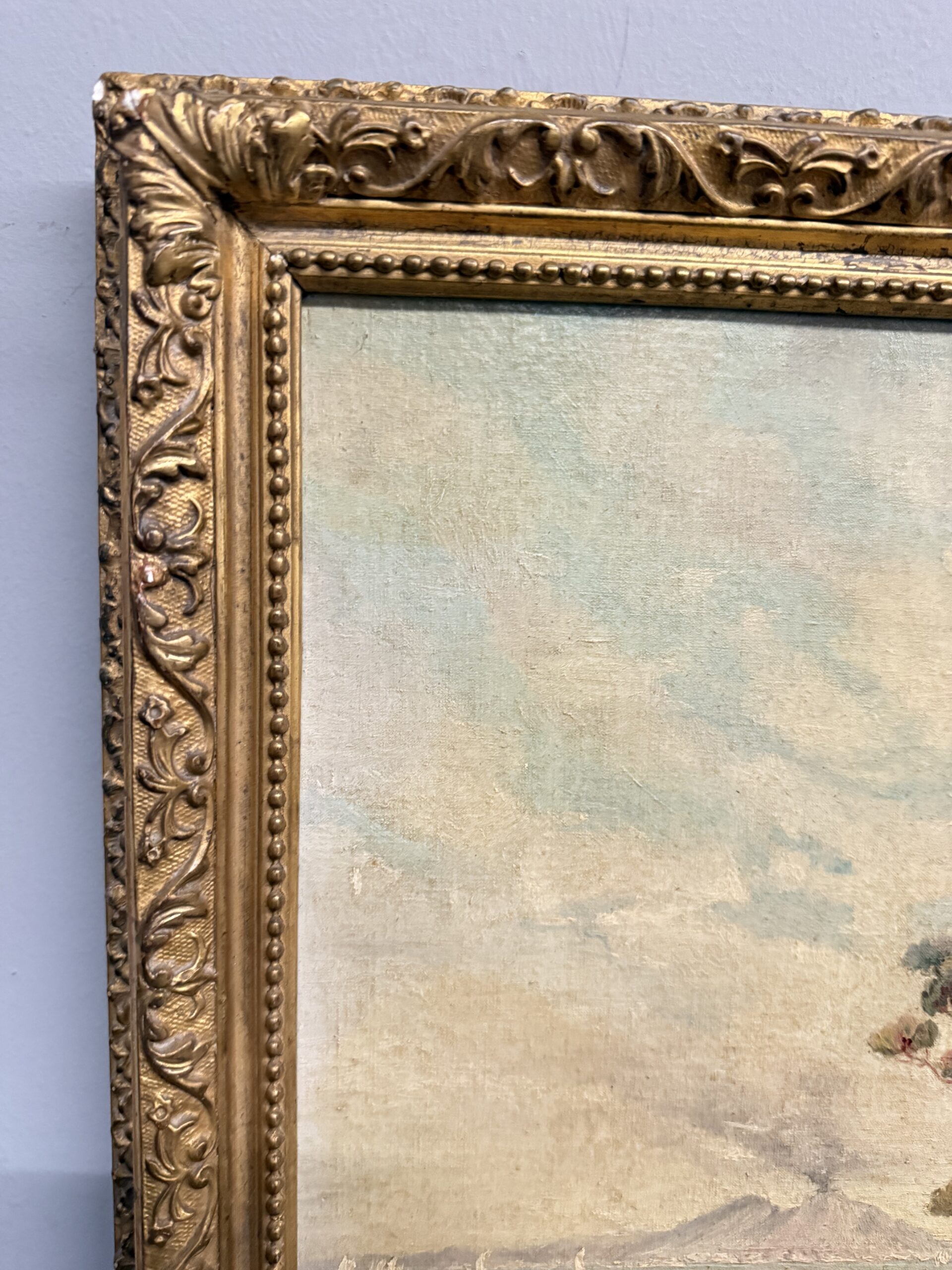 Antico dipinto olio su tavoletta Napoli, Vesuvio 1947, Gallotti, mis 58x37 cm - immagine 4