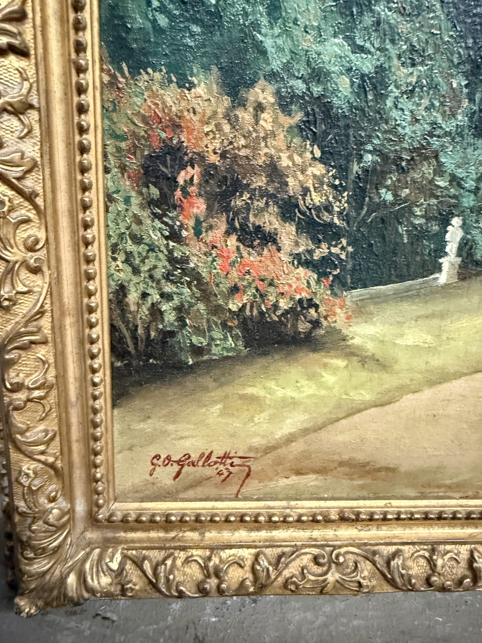 Antico dipinto olio su tavoletta Napoli, Vesuvio 1947, Gallotti, mis 58x37 cm - immagine 5