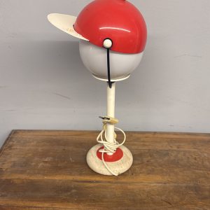 Lampada vintage cappello anni '70, base in travertino, 50x25 cm