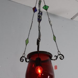 Alternative view of Antico lampadario portacandela vetro rosso fine 800 ! Mis h 82 cm L cm 30