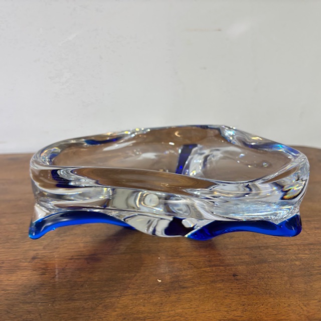 Centrotavola Murano 1970 trasparente e blu . firmato alla base . Mis 24 x 24 Design unico - immagine 4