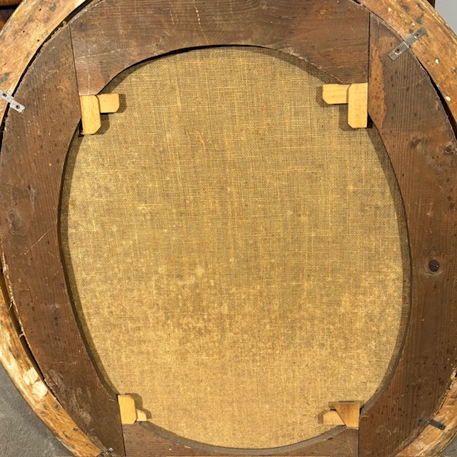 Antico dipinto olio su tela Ovale XVIII sec Gesù e il Cireneo. Cornice foglia oro . Mis 88 x cm 76 - immagine 13