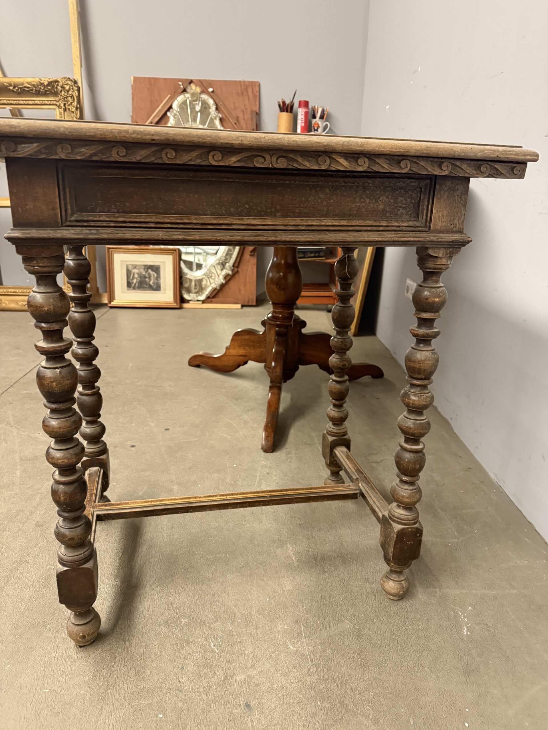 Antico tavolinetto scrittoio '800, in noce massello, 75x80x50 cm - immagine 4