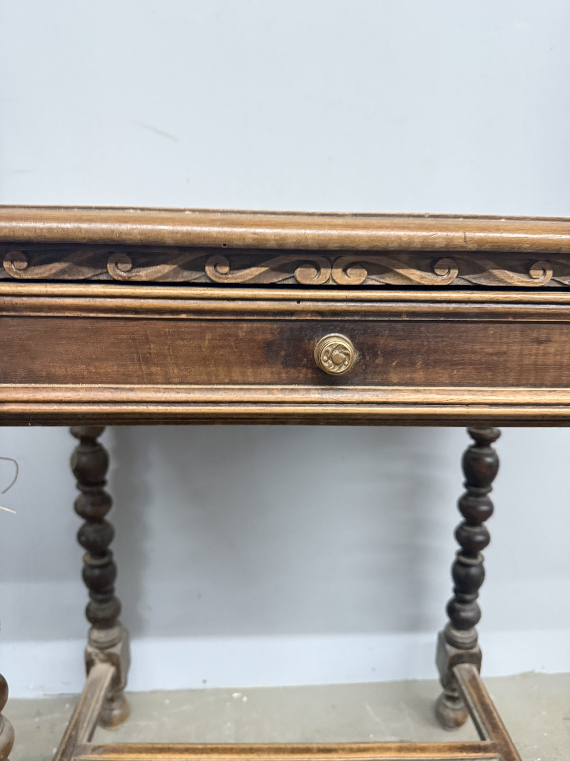 Antico tavolinetto scrittoio '800, in noce massello, 75x80x50 cm - immagine 7