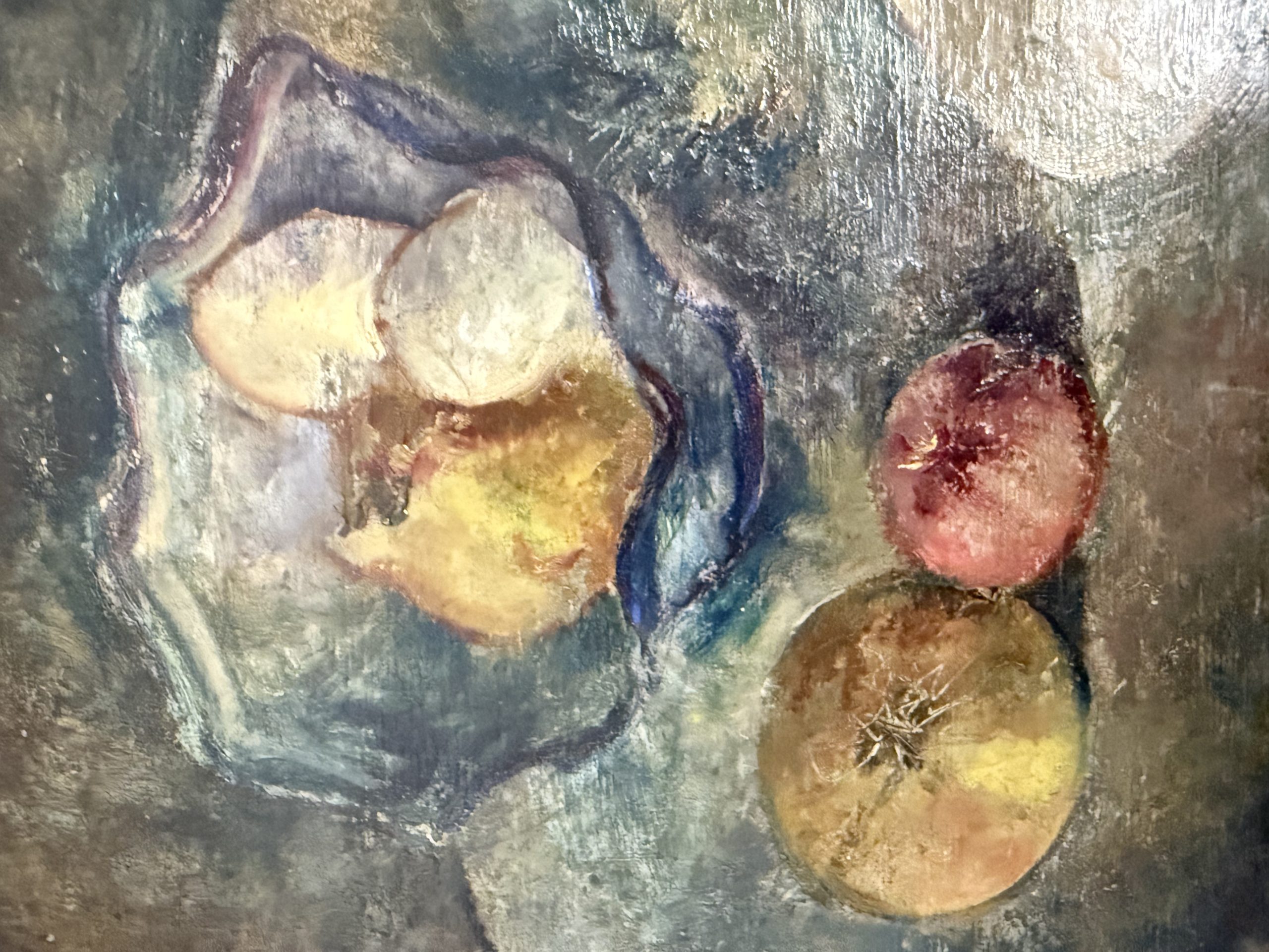 Antico dipinto ad olio, Manfredini, 1944, Trieste, natura morta, 47x38 cm - immagine 4