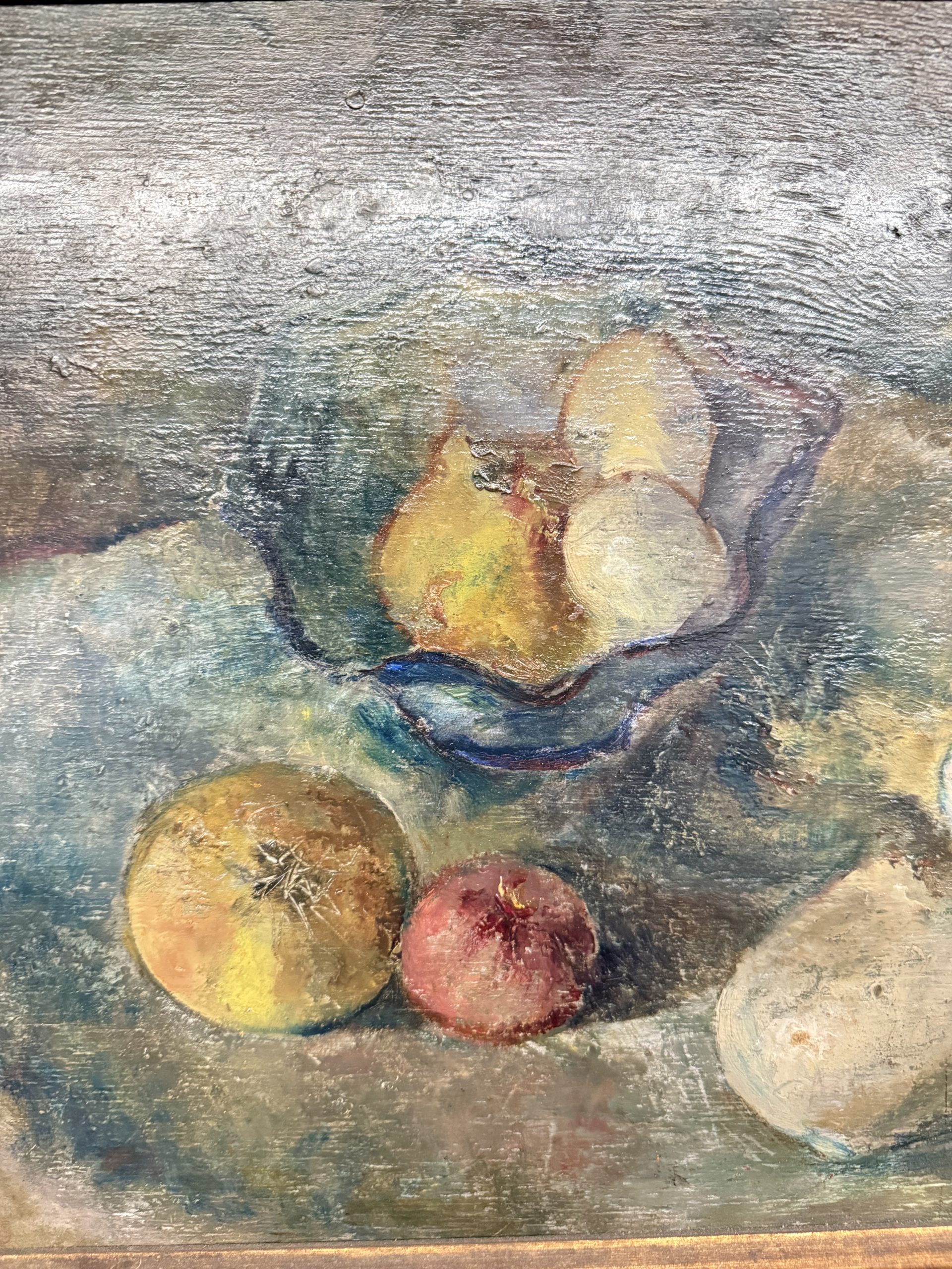 Antico dipinto ad olio, Manfredini, 1944, Trieste, natura morta, 47x38 cm - immagine 10