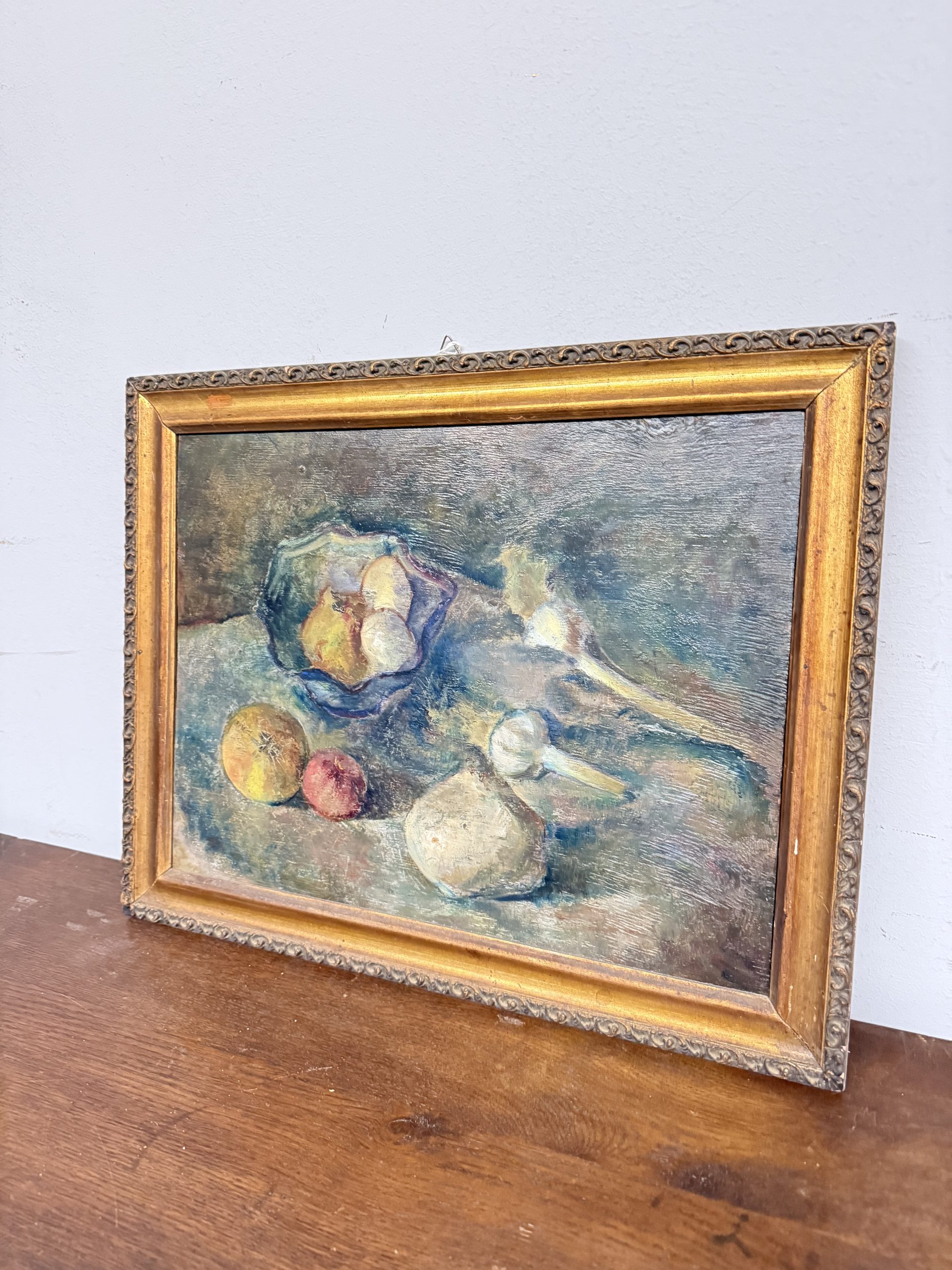 Antico dipinto ad olio, Manfredini, 1944, Trieste, natura morta, 47x38 cm - immagine 11