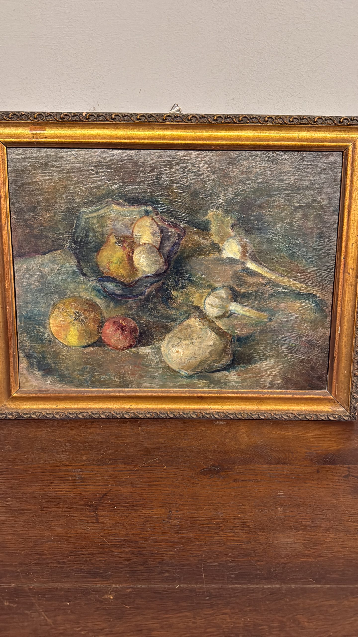 Antico dipinto ad olio, Manfredini, 1944, Trieste, natura morta, 47x38 cm - immagine 12