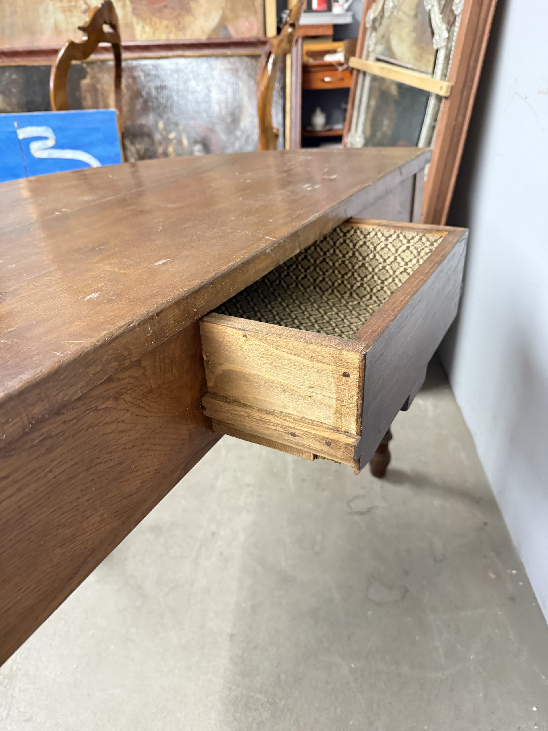 Antica console mezzaluna in castagno Luigi Filippo, metà '800, 71x106x52 cm, Umbria - immagine 4
