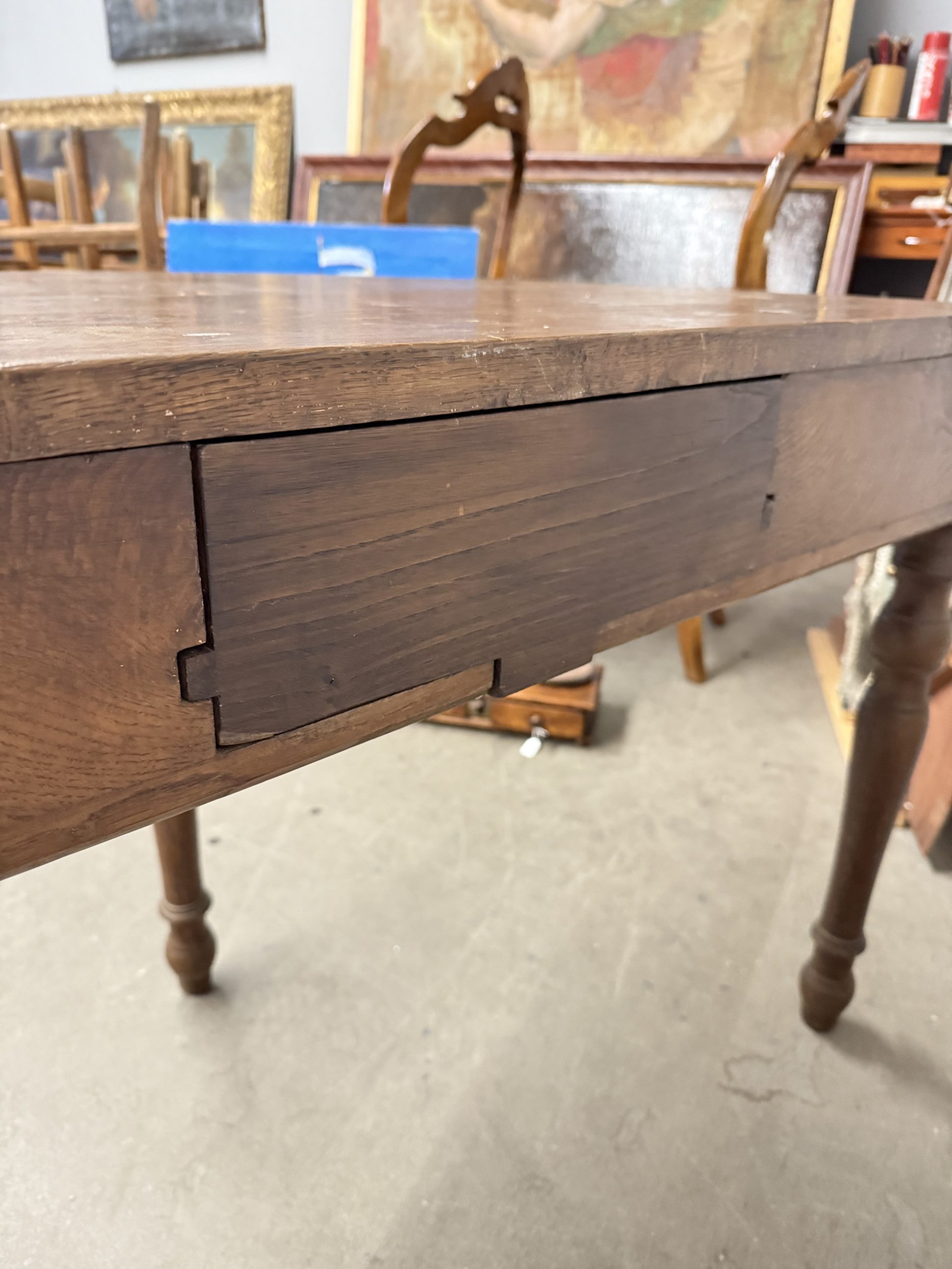 Antica console mezzaluna in castagno Luigi Filippo, metà '800, 71x106x52 cm, Umbria - immagine 5