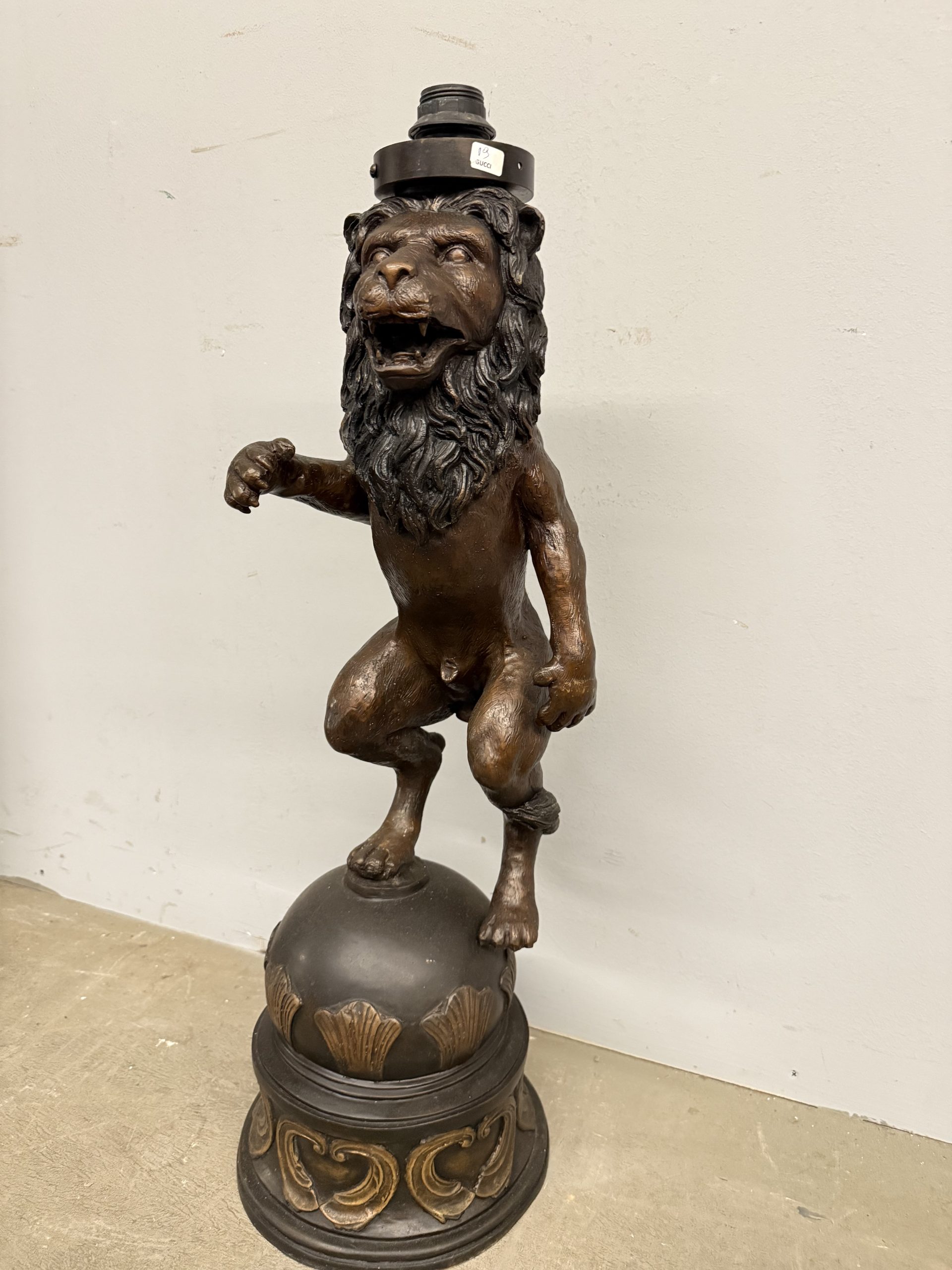 Antica scultura in bronzo, leone, '900, 82x30cm - immagine 11