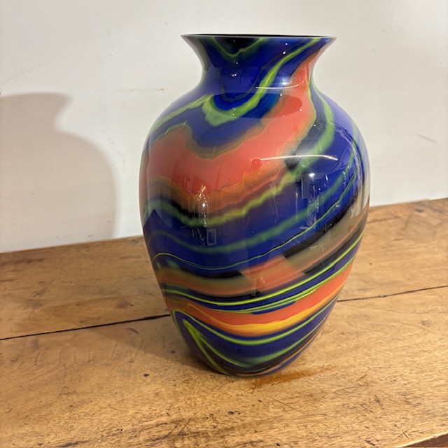 Vaso in vetro Ottavio Missoni - Arte Vetro Murano anni 80 firmato . Mod EOS - Posmoderno H 33 cm - immagine 2