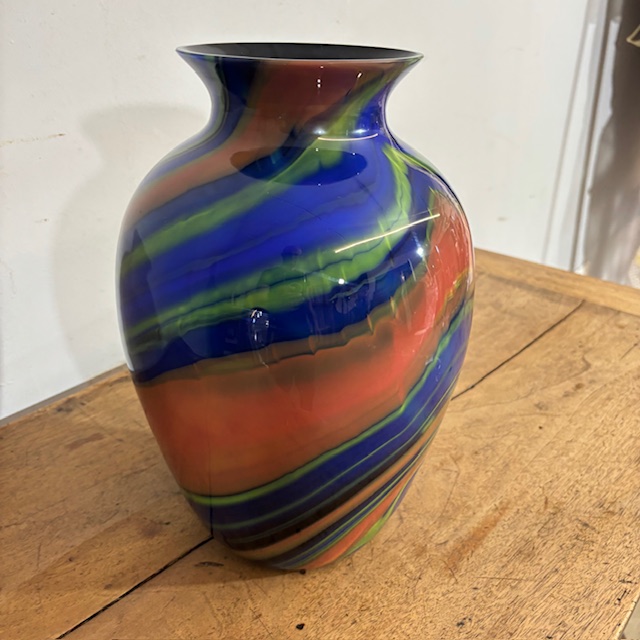 Vaso in vetro Ottavio Missoni - Arte Vetro Murano anni 80 firmato . Mod EOS - Posmoderno H 33 cm - immagine 4
