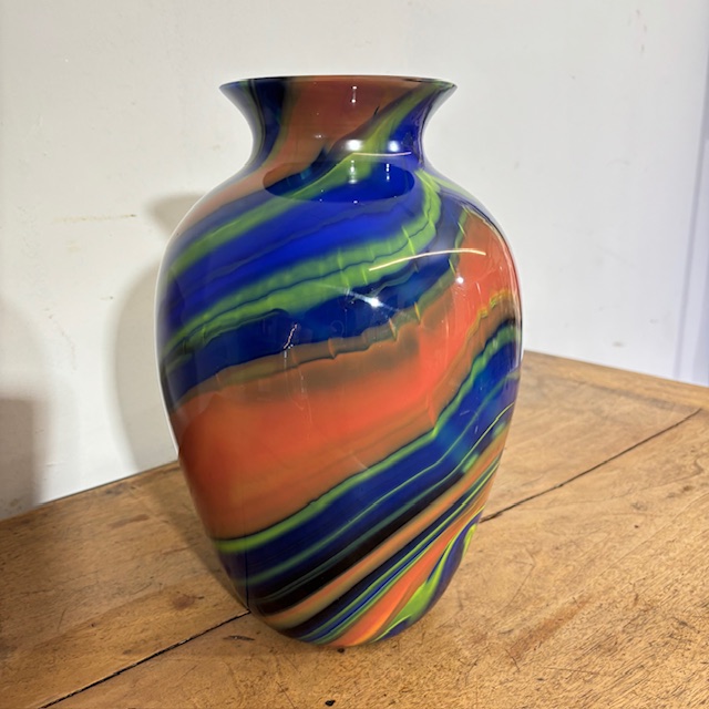 Vaso in vetro Ottavio Missoni - Arte Vetro Murano anni 80 firmato . Mod EOS - Posmoderno H 33 cm - immagine 5