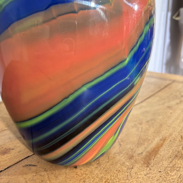 Vaso in vetro Ottavio Missoni - Arte Vetro Murano anni 80 firmato . Mod EOS - Posmoderno H 33 cm - immagine 6