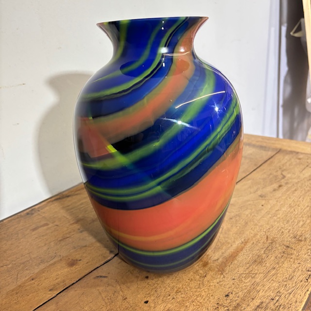Vaso in vetro Ottavio Missoni - Arte Vetro Murano anni 80 firmato . Mod EOS - Posmoderno H 33 cm - immagine 7