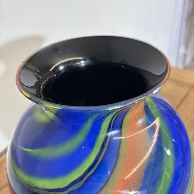 Vaso in vetro Ottavio Missoni - Arte Vetro Murano anni 80 firmato . Mod EOS - Posmoderno H 33 cm - immagine 8