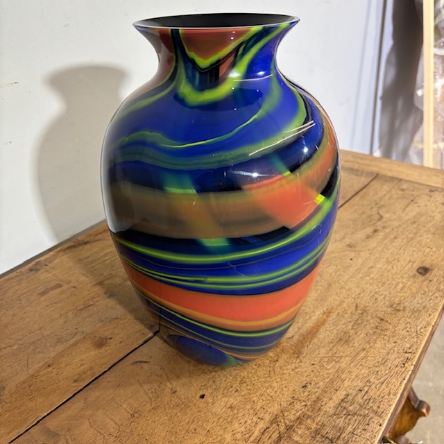 Vaso in vetro Ottavio Missoni - Arte Vetro Murano anni 80 firmato . Mod EOS - Posmoderno H 33 cm - immagine 9